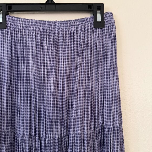 Double D Ranchwear Purple Gingham Maxi Skirt W/ Elastic Waist Lightweight Sz M - Picture 2 of 7
